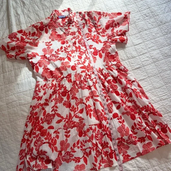 Ro's Garden Vibeka Short Floral Print Dress Large NWT Red White - Picture 6 of 10